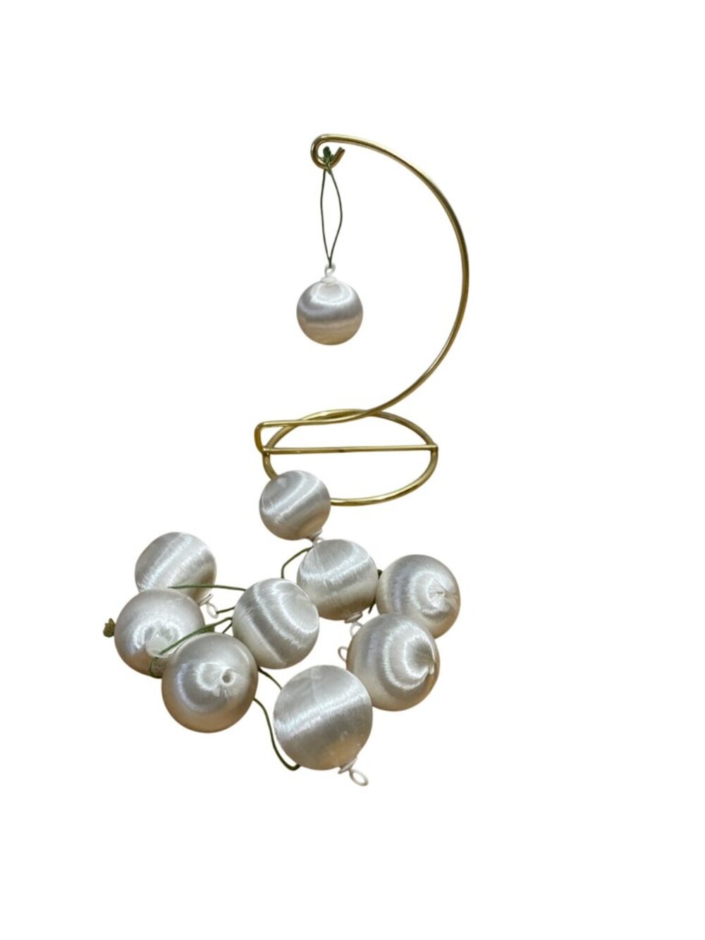 Vintage Satin Sheen Mini Christmas Ornaments White Set Of 10 Holiday Decor